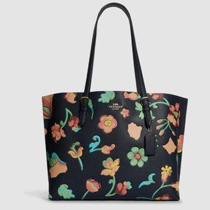 Coach Mollie Tote With Dreamy Land Floral Print Double Face Leather